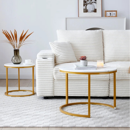 2-in-1 Marble Textured Coffee Table