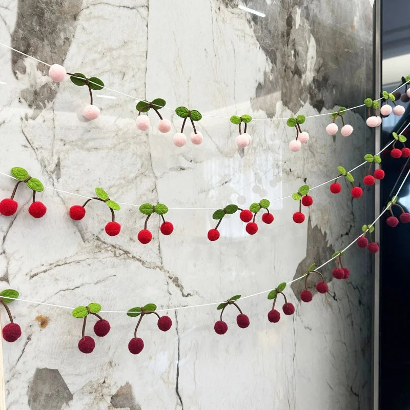 Cherry Felt String Ornament