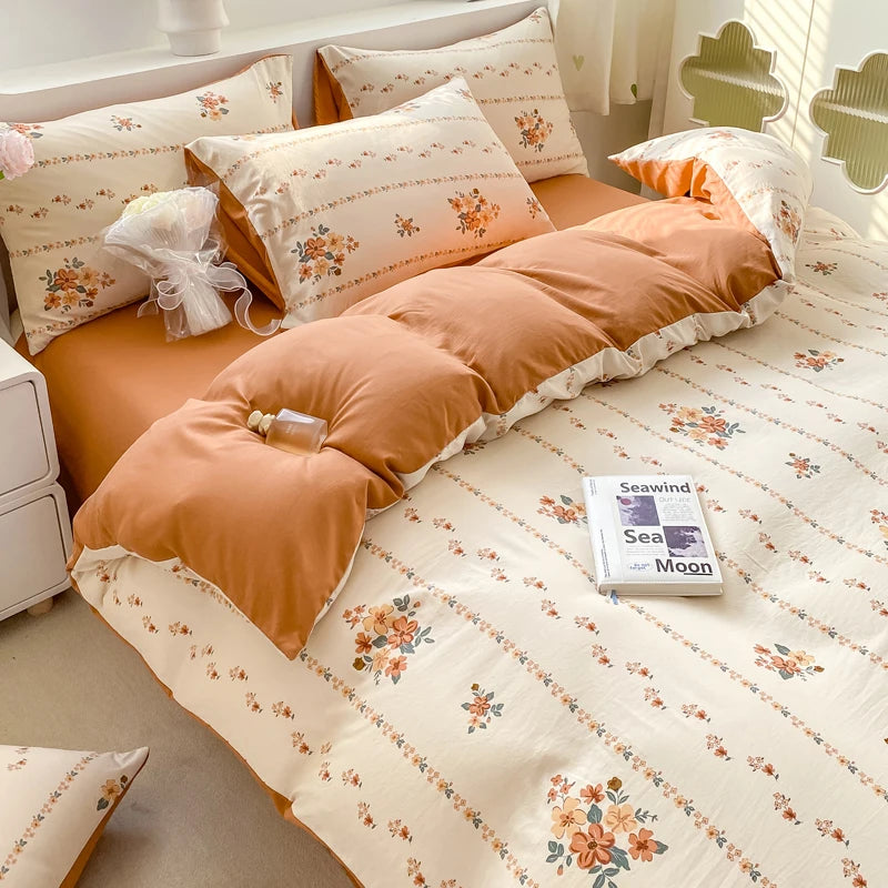 Retro Autumnal Floral Bedding Set