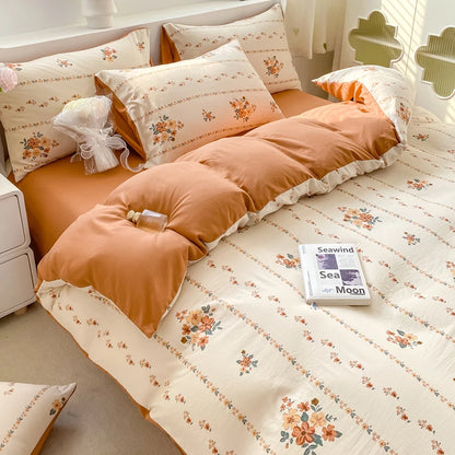 Retro Autumnal Floral Bedding Set