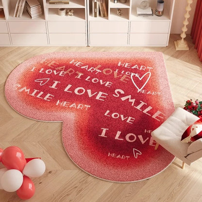 Cute Pink Heart-Shaped Rug